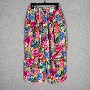 Vintage Express Wide Leg Pleated Crop Culotte‎ Pants Large 90s 80s Maximalist